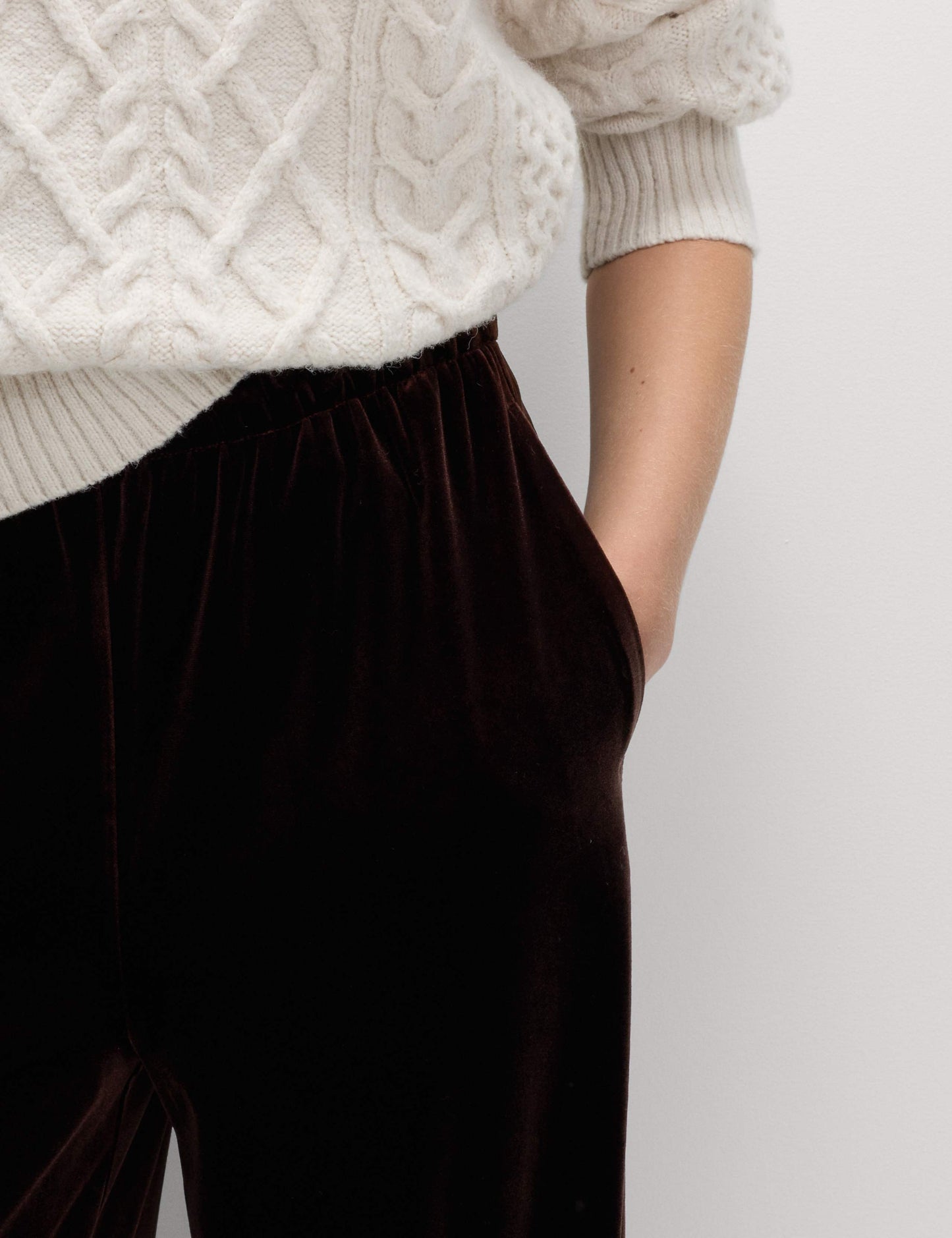 Fluid Velvet Wide Leg Trousers