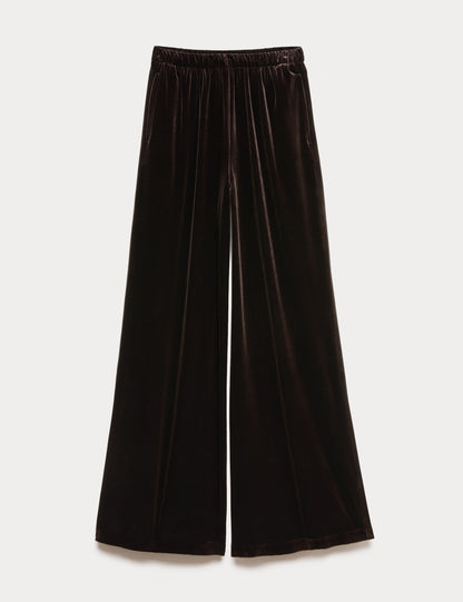 Fluid Velvet Wide Leg Trousers