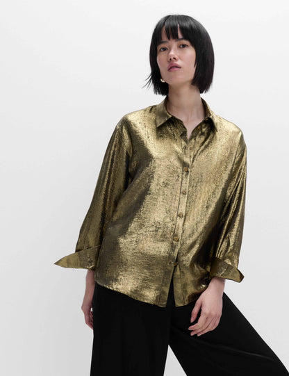Foil Print Collared Shirt