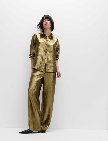 Foil Print Collared Shirt