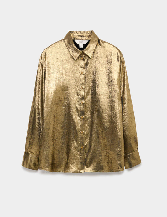 Foil Print Collared Shirt