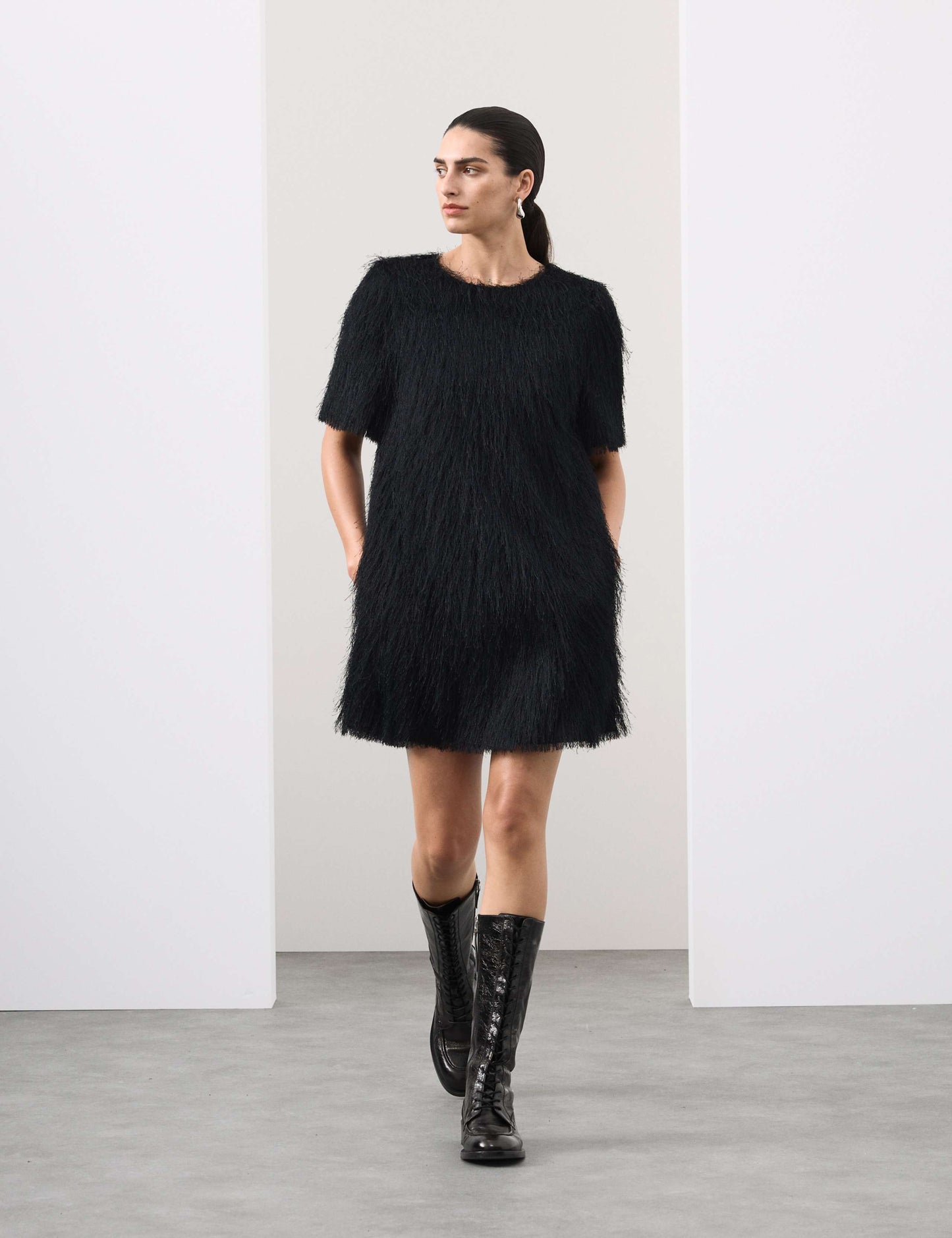 Fringed Mini Shift Dress