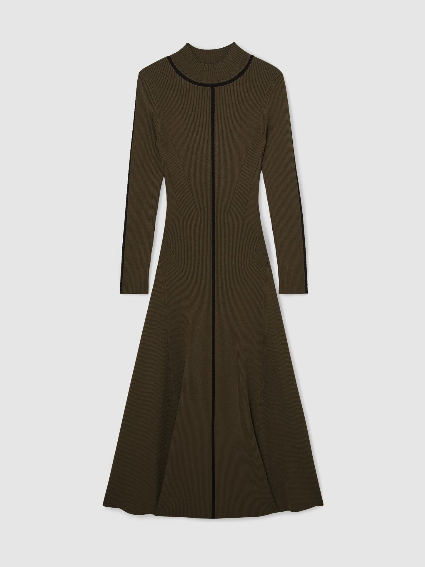 Knitted Midi Dress in Khaki Green