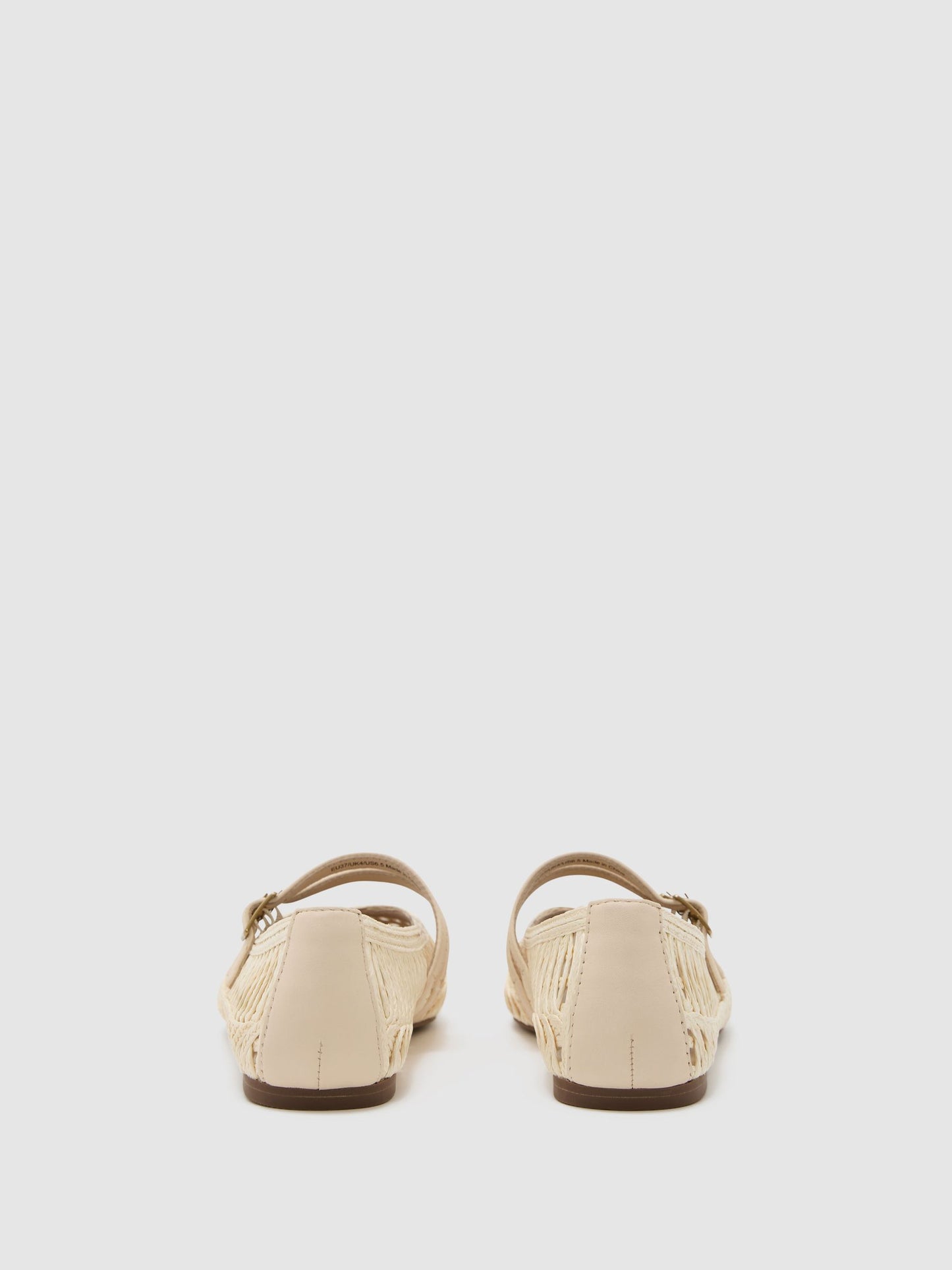 Woven Ballerina-Strap Flats in Off White