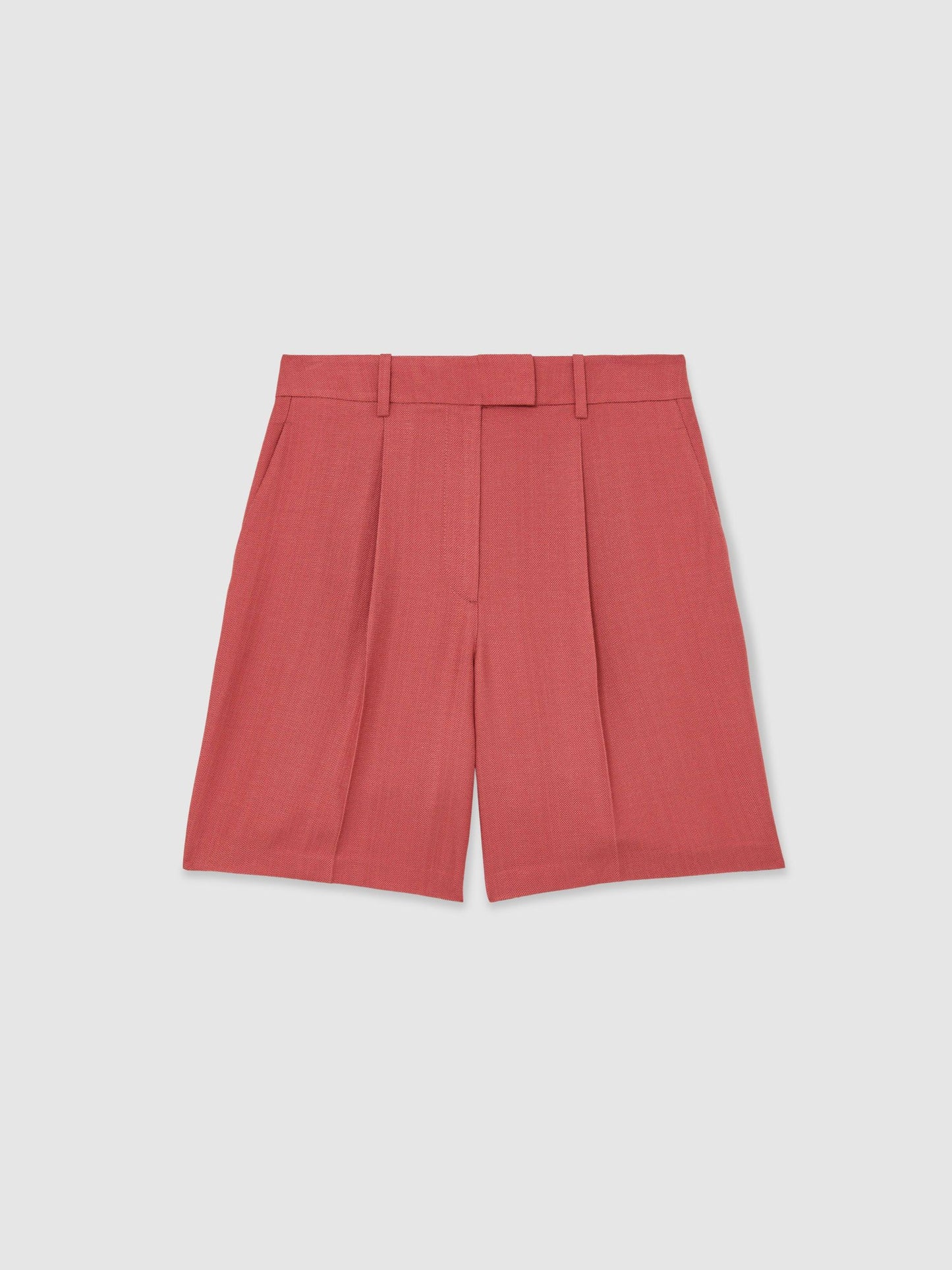 Tailored Bermuda Shorts in Burnt Red