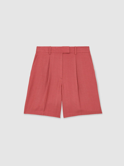 Tailored Bermuda Shorts in Burnt Red