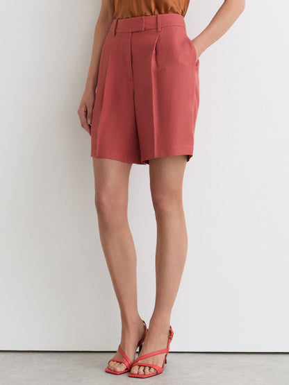 Tailored Bermuda Shorts in Burnt Red