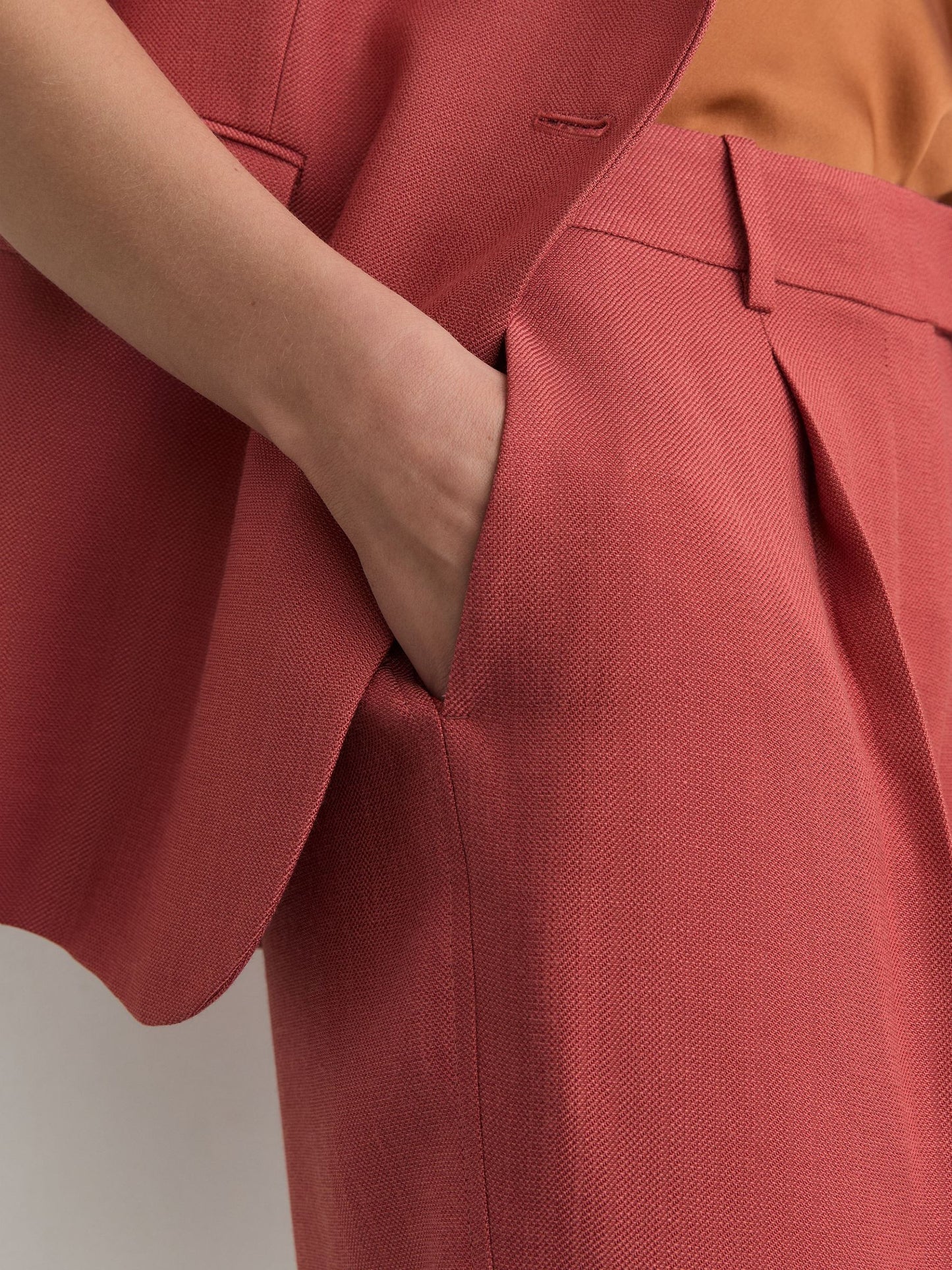 Tailored Bermuda Shorts in Burnt Red