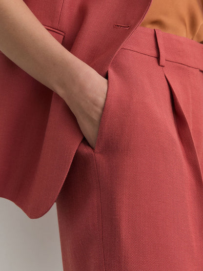 Tailored Bermuda Shorts in Burnt Red