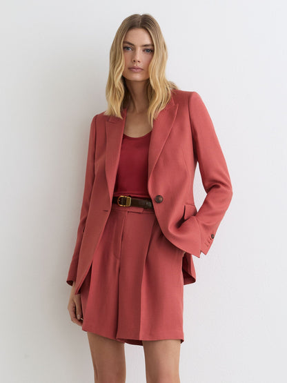 Tailored Bermuda Shorts in Burnt Red