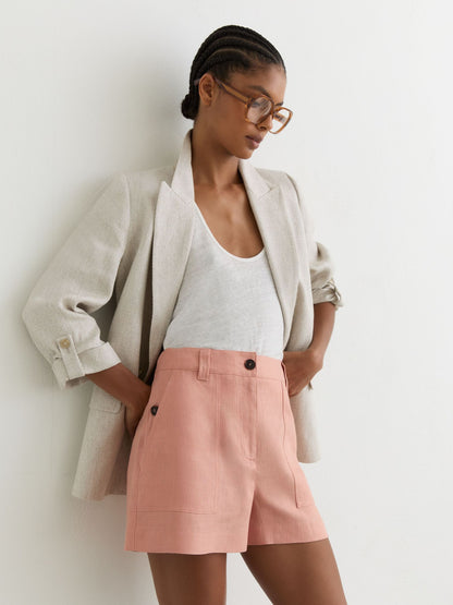 Linen Shorts in Rose Pink