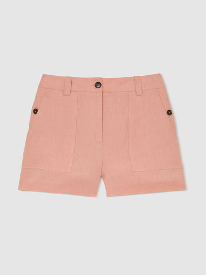 Linen Shorts in Rose Pink