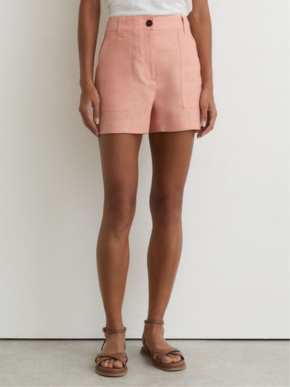 Linen Shorts in Rose Pink