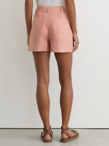 Linen Shorts in Rose Pink
