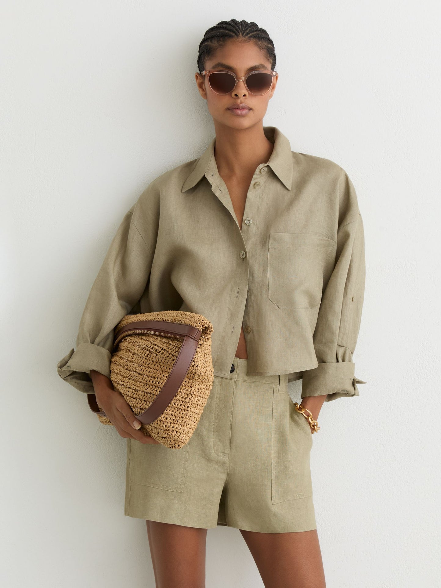 Linen Shorts in Sage Green