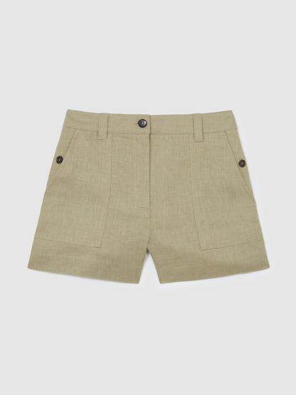 Linen Shorts in Sage Green
