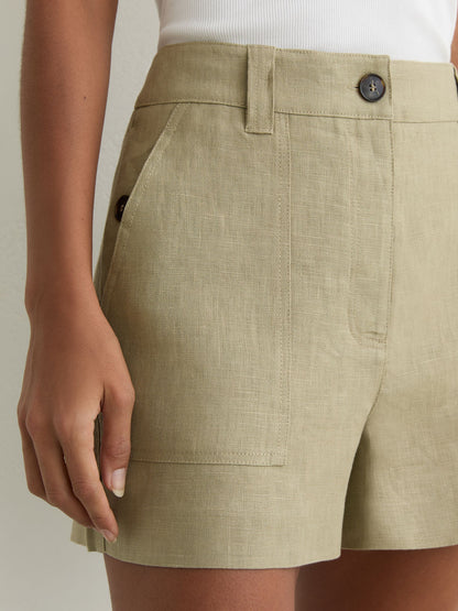 Linen Shorts in Sage Green