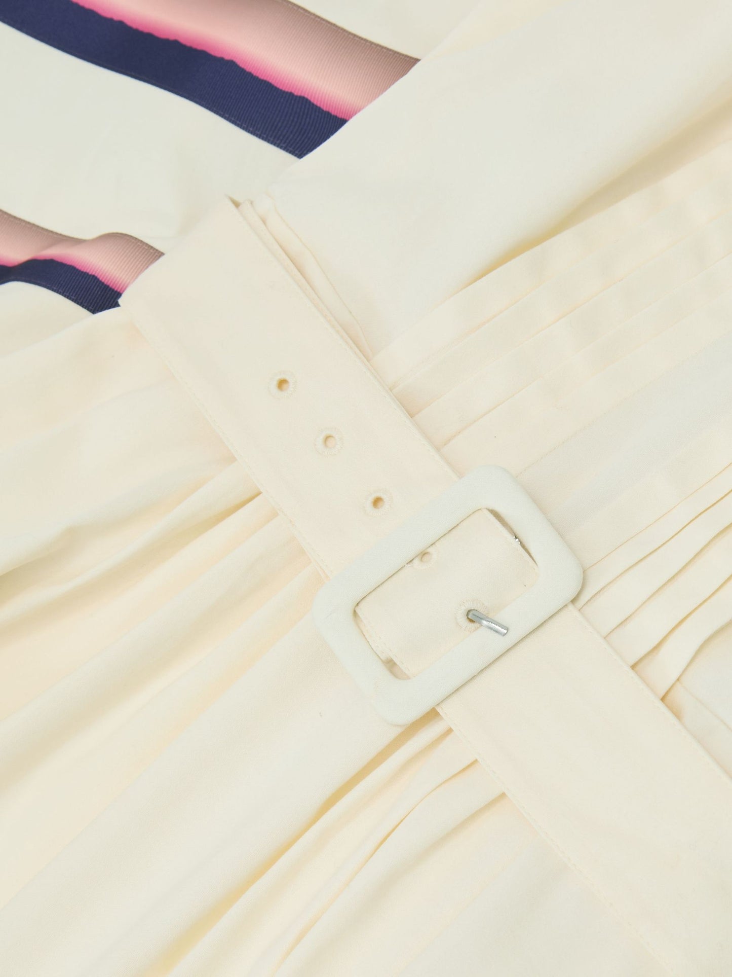 Stretch-Cotton Stripe-Detail Midi Dress in Cream