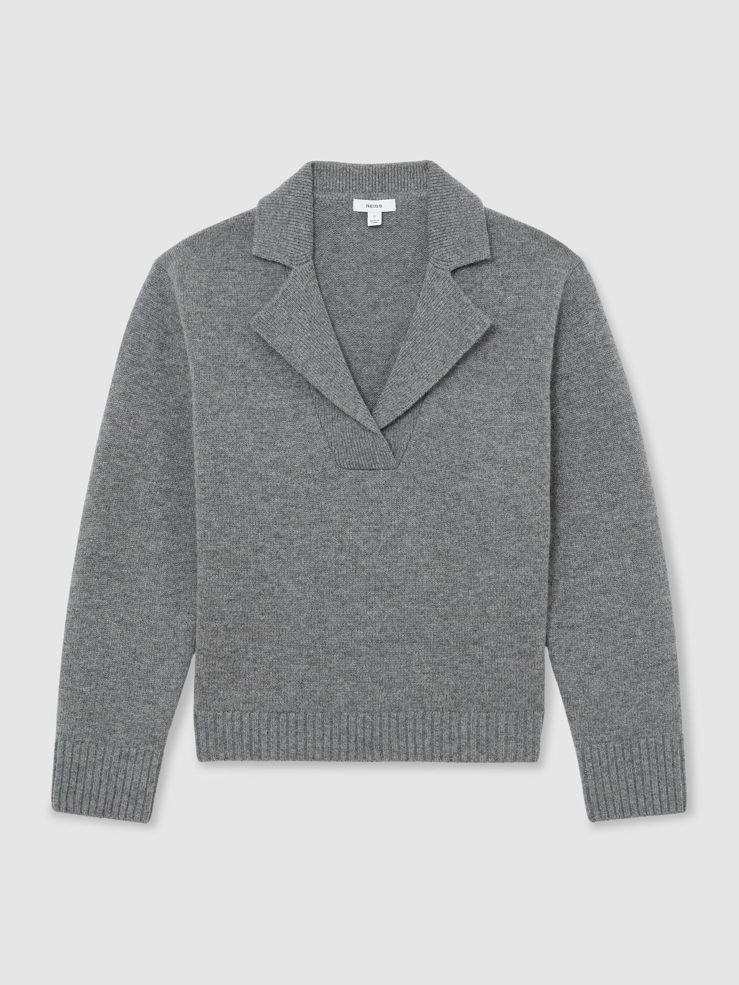 Reiss Wool-Cashmere Collared Knit Jumper in Grey Marl