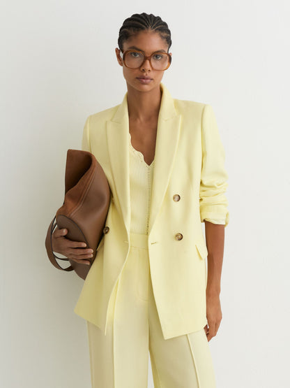 Double-Breasted Peak-Lapel Suit Jacket in Yellow