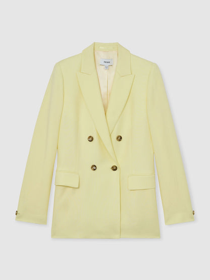 Double-Breasted Peak-Lapel Suit Jacket in Yellow