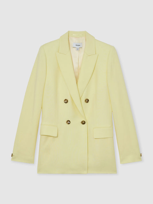 Double-Breasted Peak-Lapel Suit Jacket in Yellow