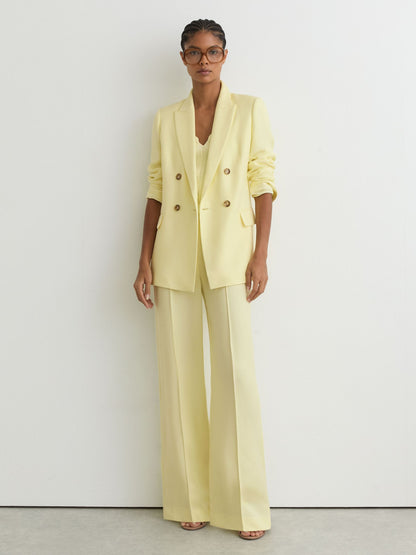 Double-Breasted Peak-Lapel Suit Jacket in Yellow