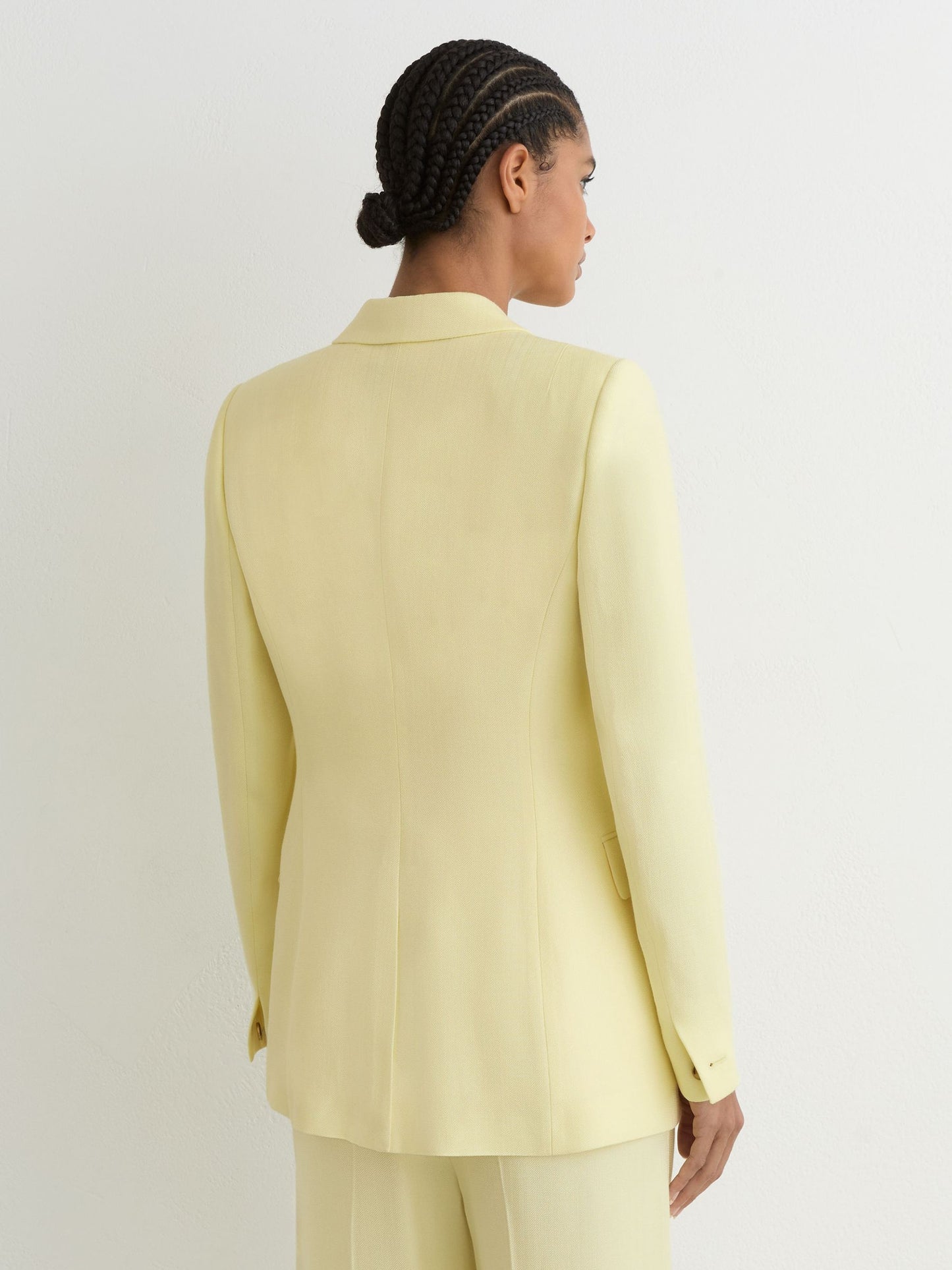Double-Breasted Peak-Lapel Suit Jacket in Yellow