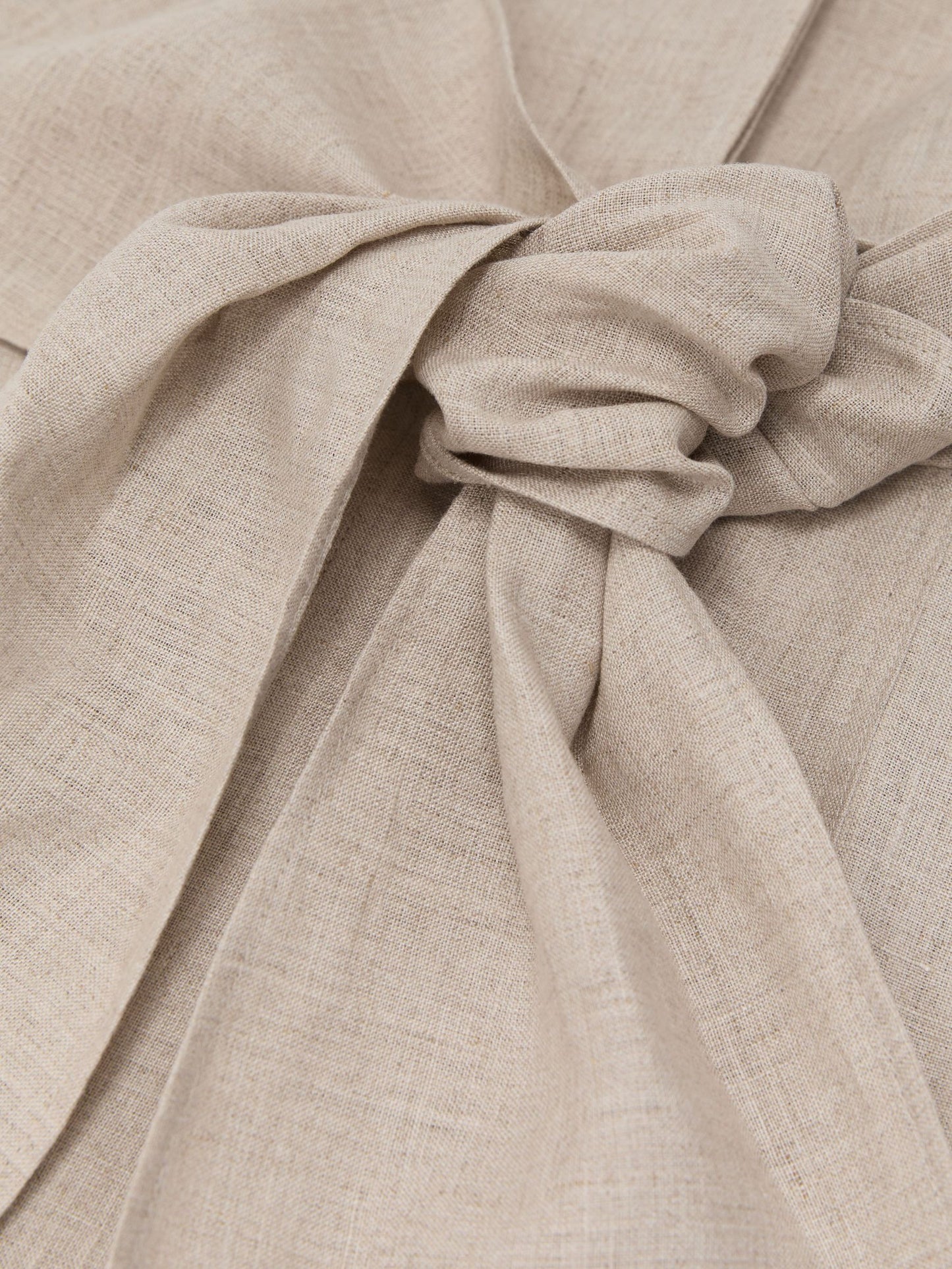 Linen Tie-Waist Tailored Midi Dress in Neutral