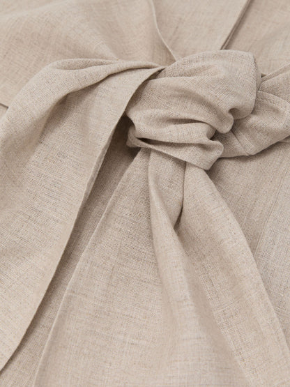 Linen Tie-Waist Tailored Midi Dress in Neutral