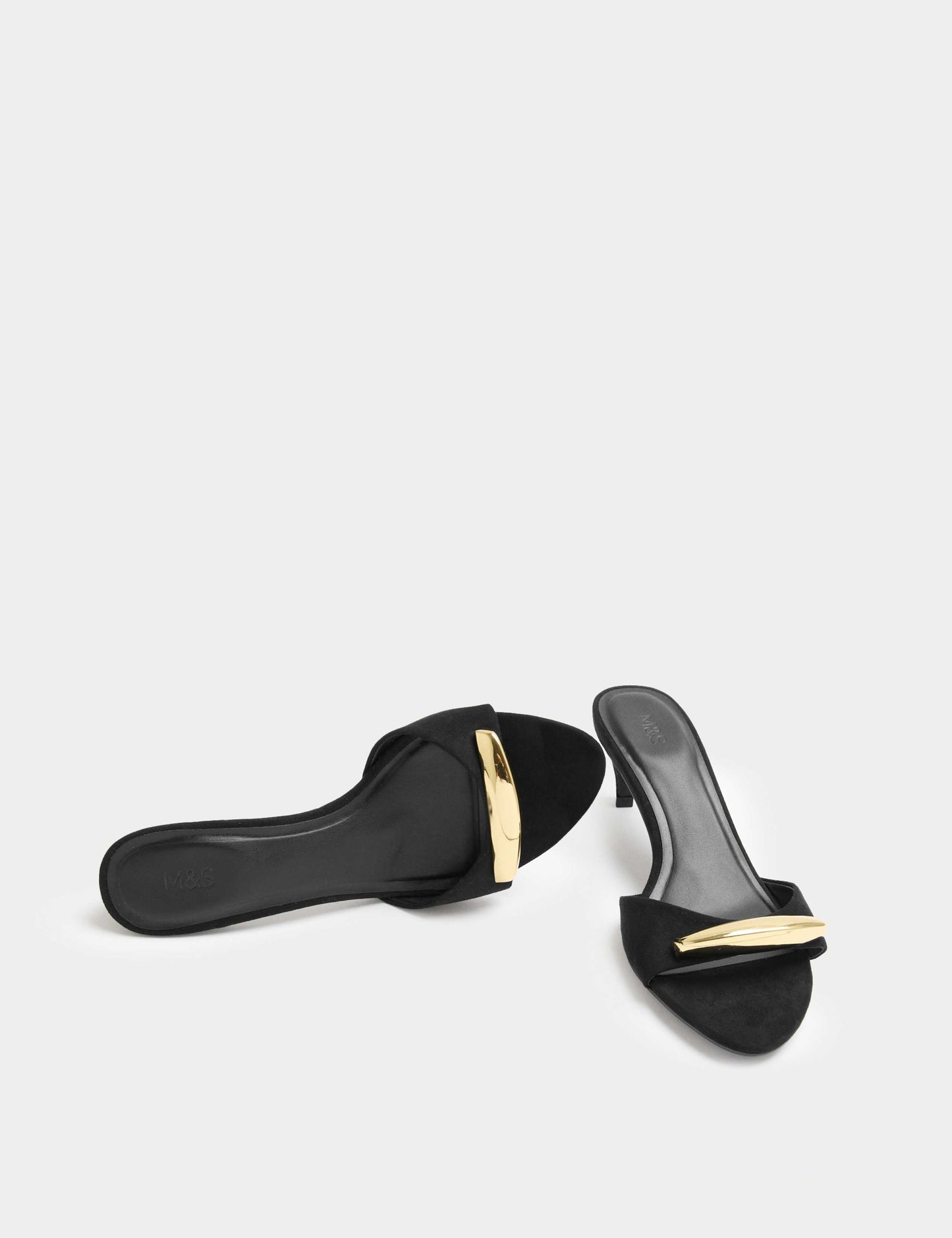Gold Trim Open Toe Kitten Heel Mules