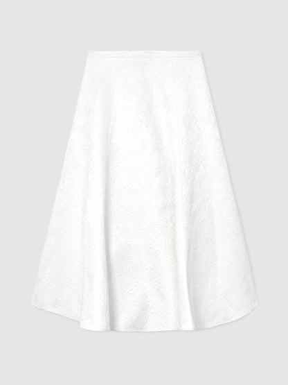 Cotton-Blend Jacquard Midi Skirt in Ivory