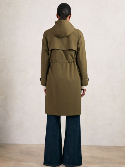 Removable-Hood Parka Rain Coat in Khaki