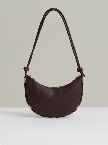 Leather Rope Strap Shoulder Bag in Oxblood