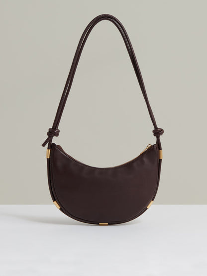 Leather Rope Strap Shoulder Bag in Oxblood
