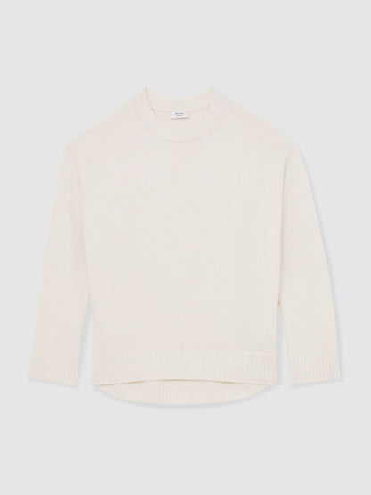 Wool-Cashmere Crew-Neck Jumper in Cream