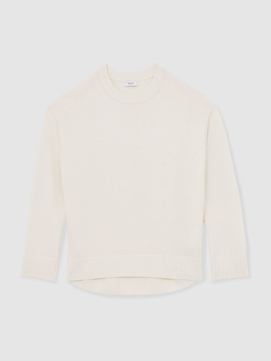 Wool-Cashmere Crew-Neck Jumper in Cream