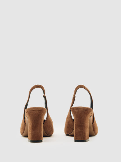Reiss Suede Slingback Court Shoes in Tan