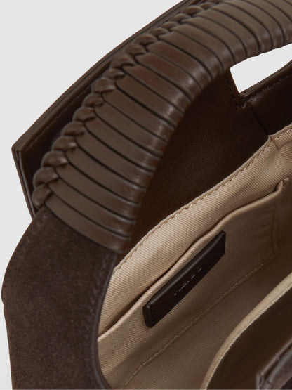 Suede Shoulder Bag in Chocolate