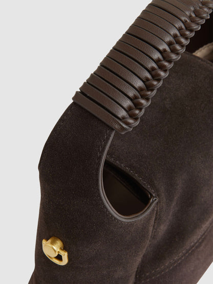 Suede Shoulder Bag in Chocolate