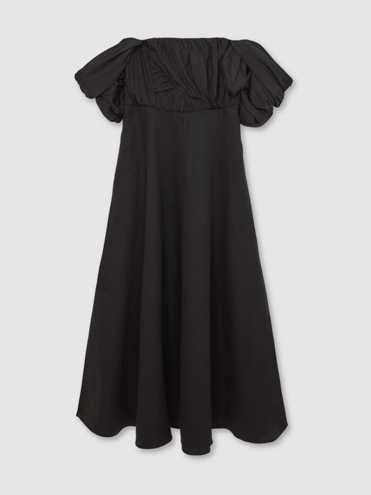 Bardot Sculpted Bodice Midi Dress With Linen