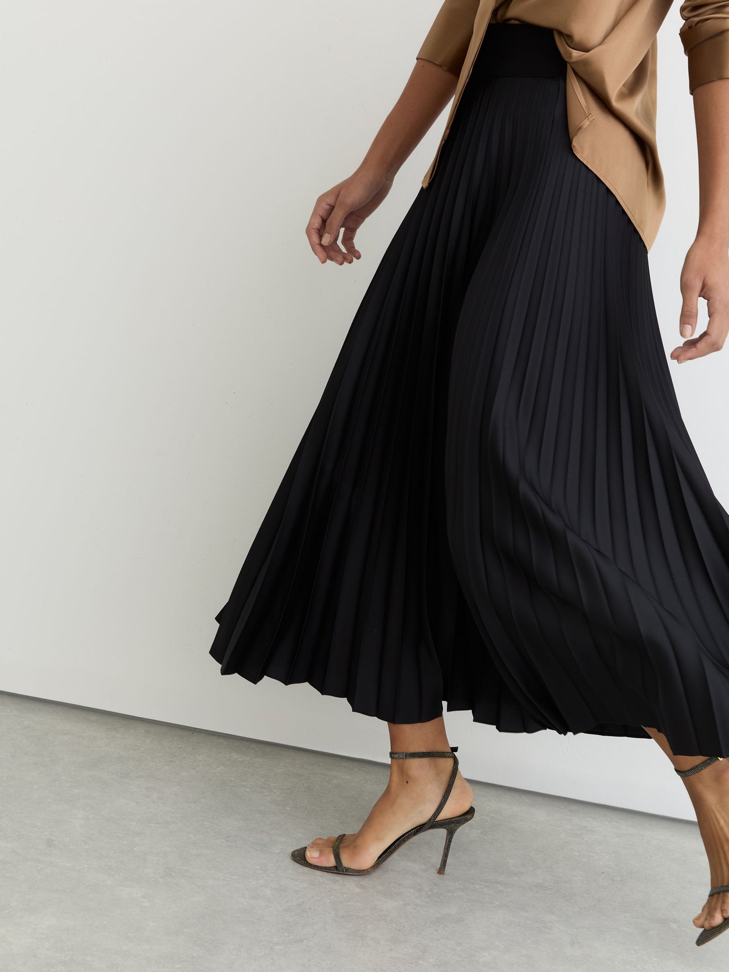 Metallic Strappy Stiletto Sandals in Bronze