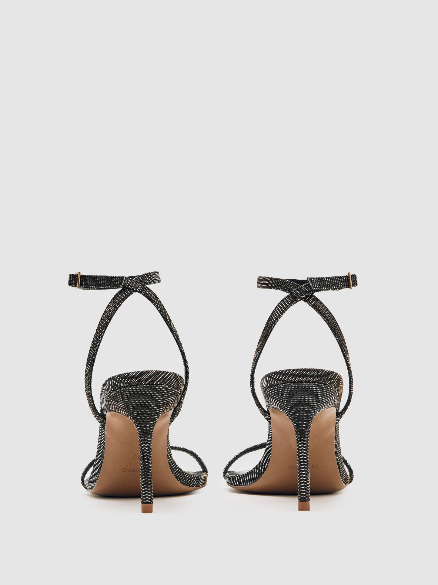 Metallic Strappy Stiletto Sandals in Bronze