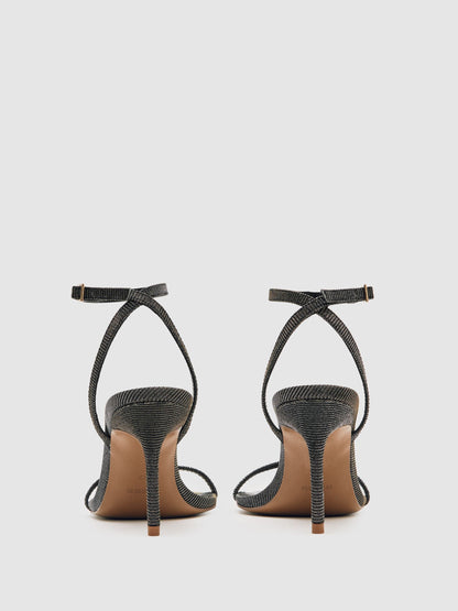 Metallic Strappy Stiletto Sandals in Bronze