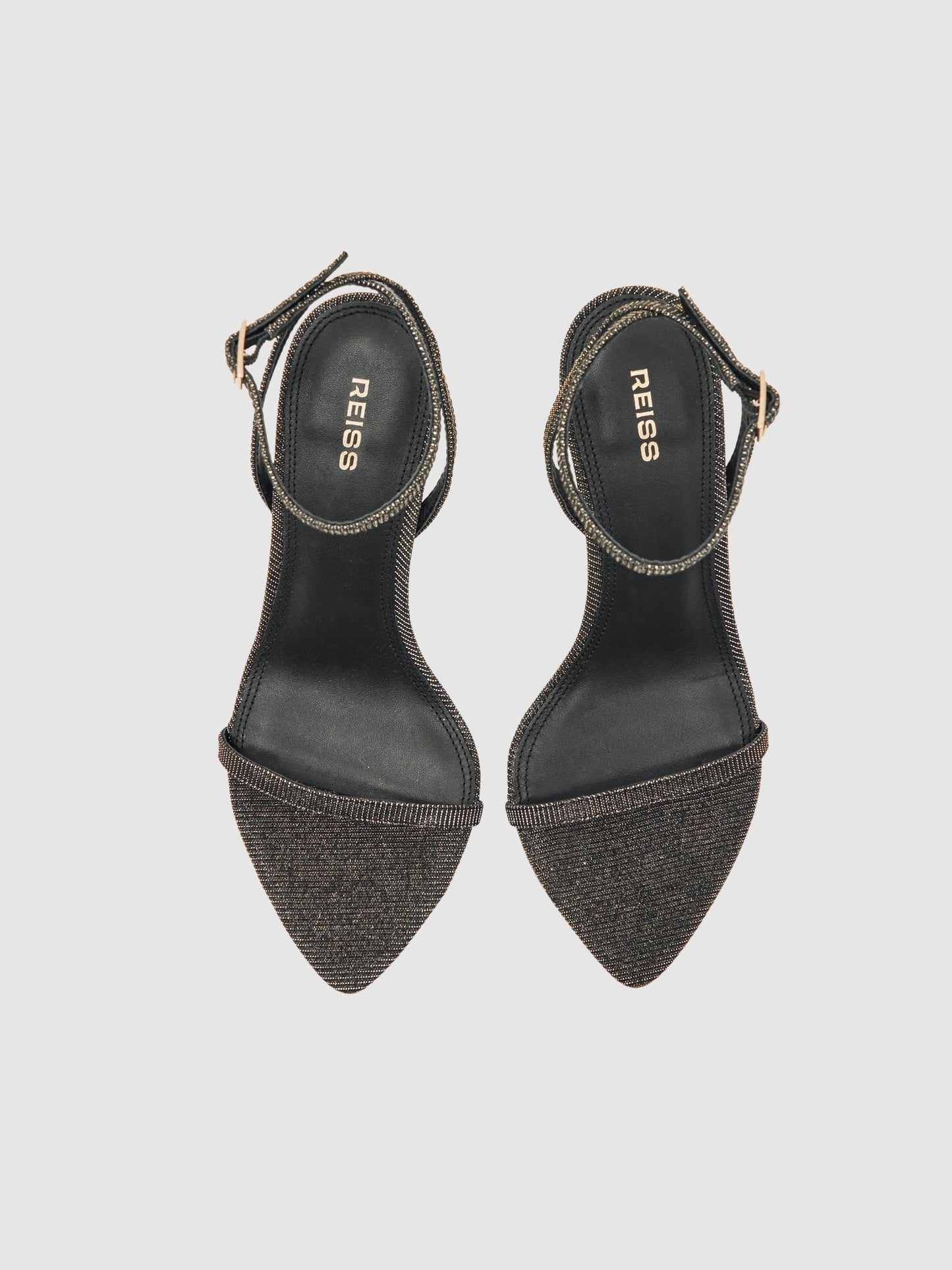 Metallic Strappy Stiletto Sandals in Bronze