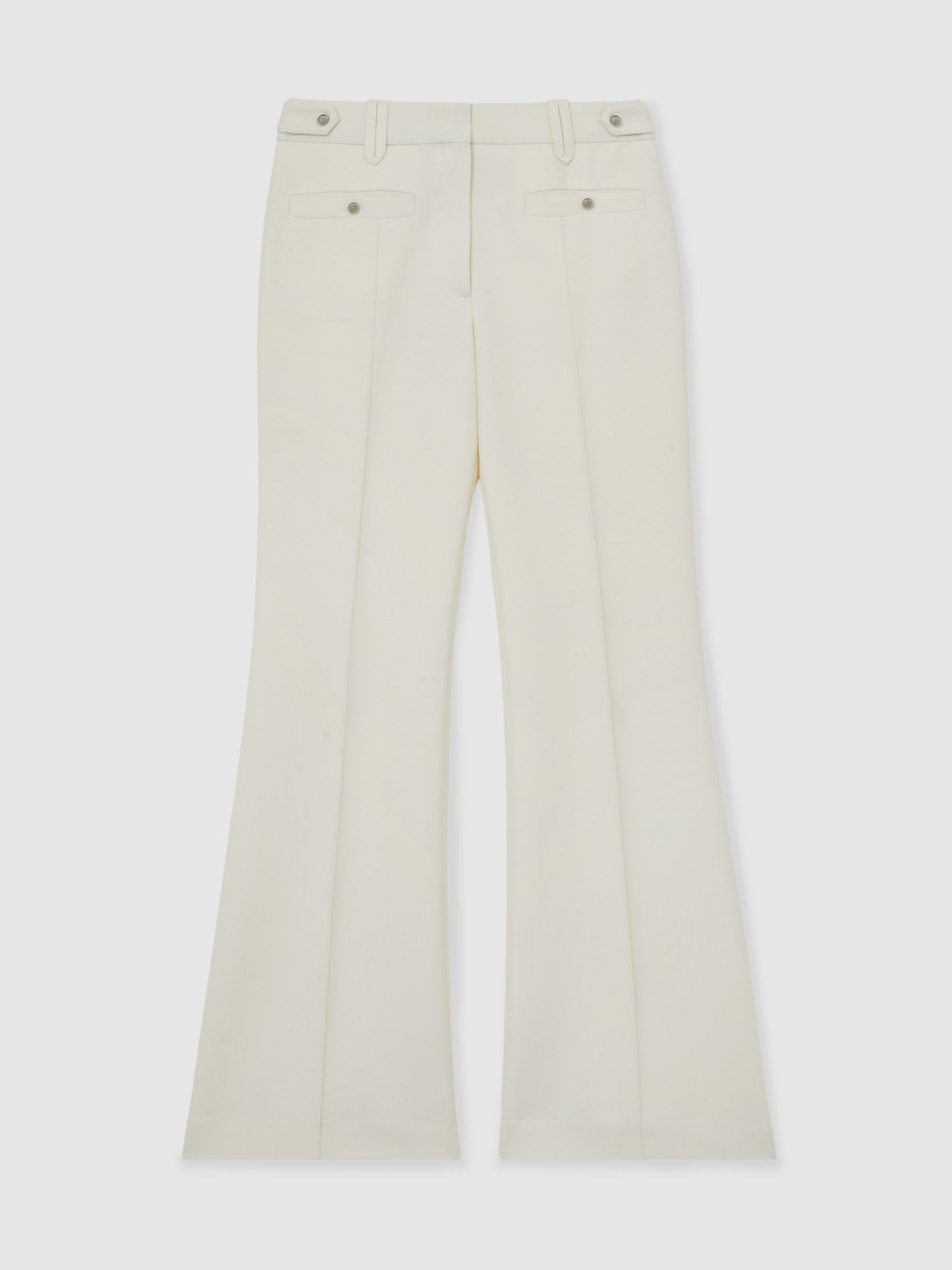 Atelier Wool Stud Flared Trousers in White