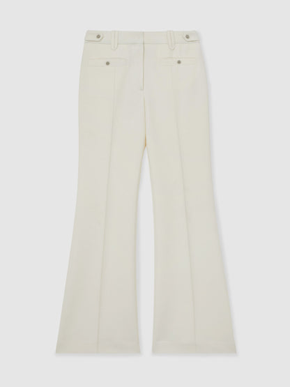 Atelier Wool Stud Flared Trousers in White