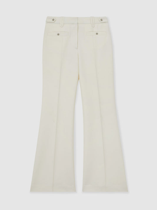 Atelier Wool Stud Flared Trousers in White