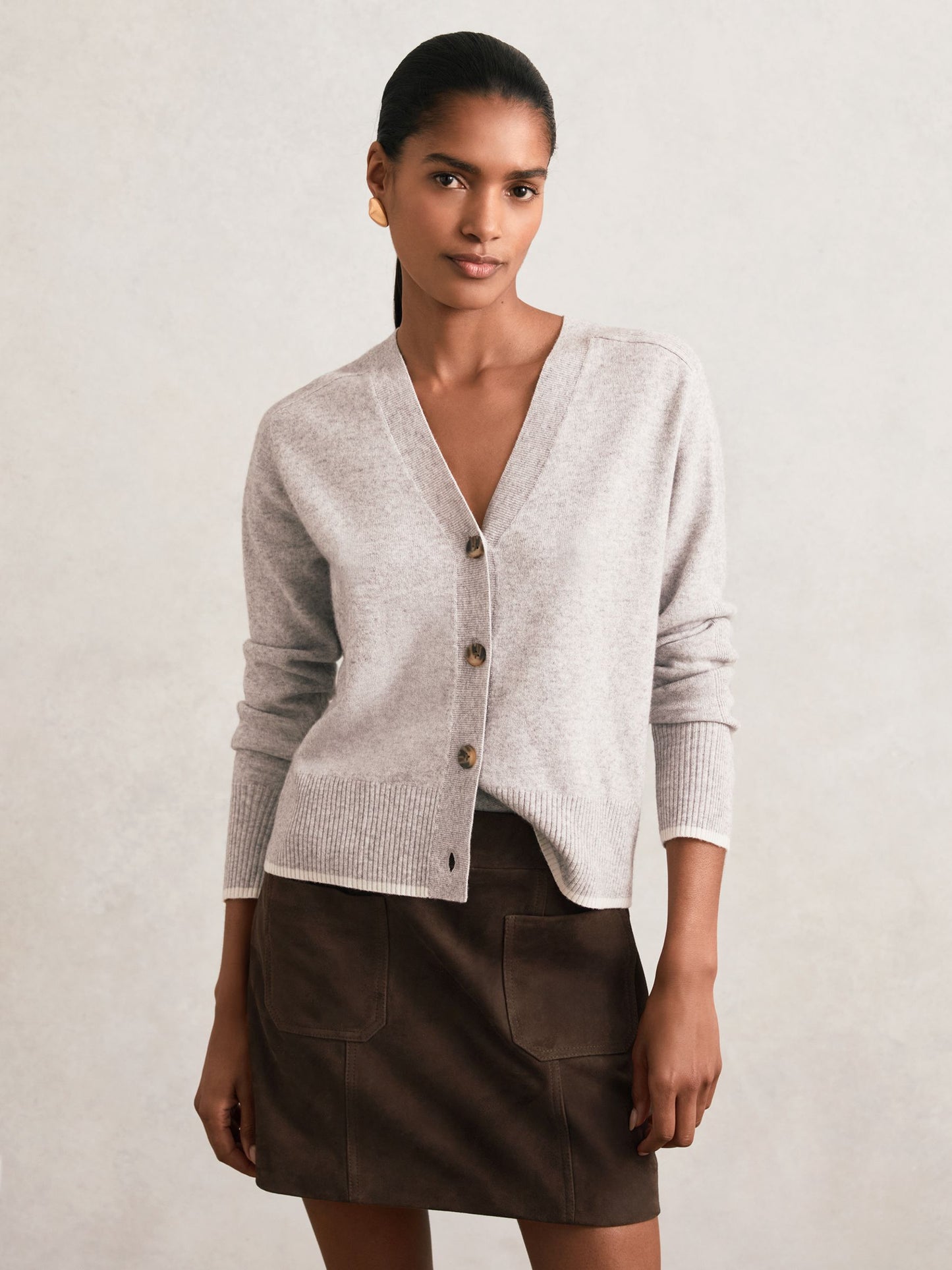 Mini Suede Patch Pocket Skirt in Chocolate Brown