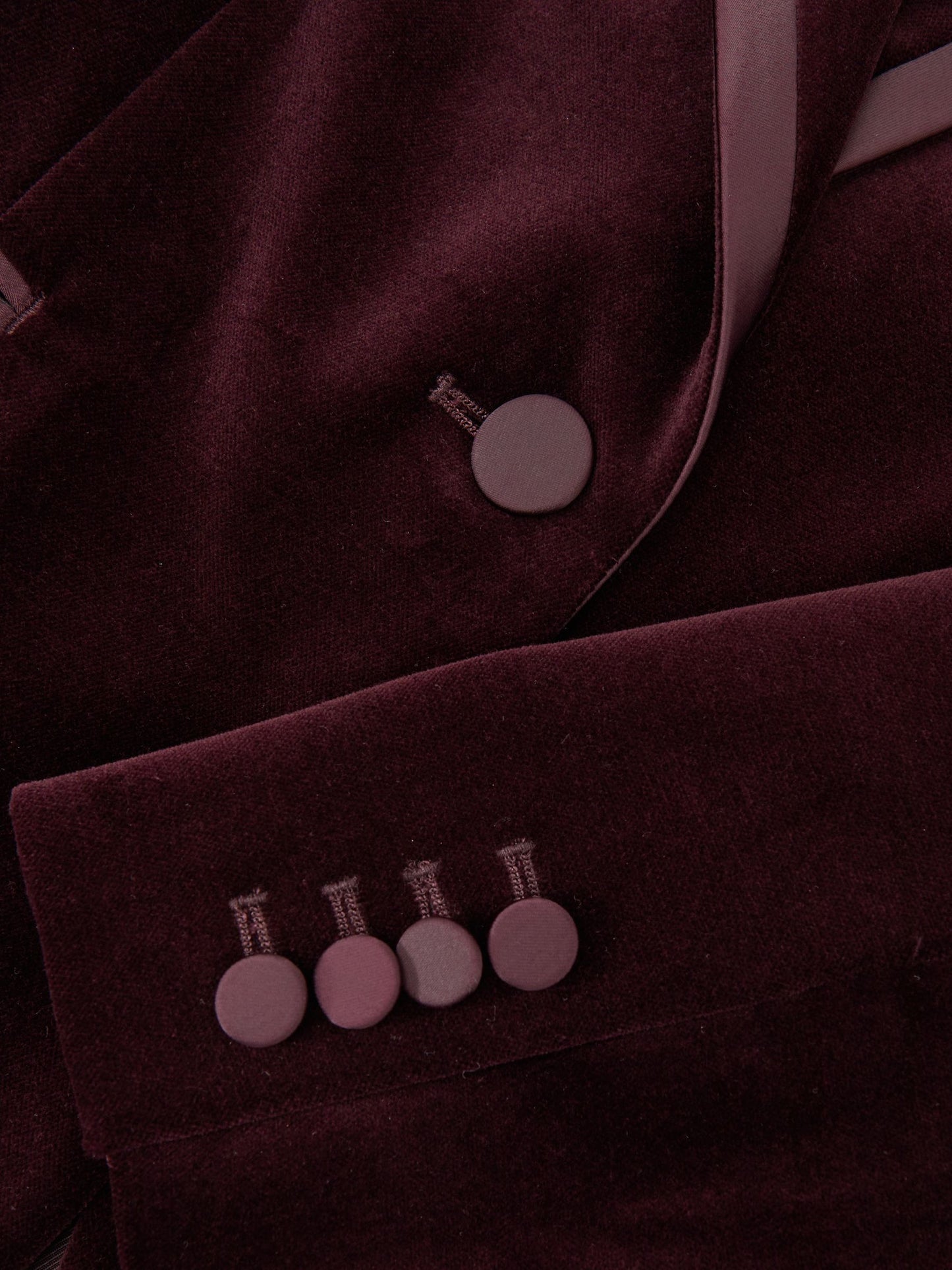 Velvet Single-Breasted Suit Blazer in Burgundy